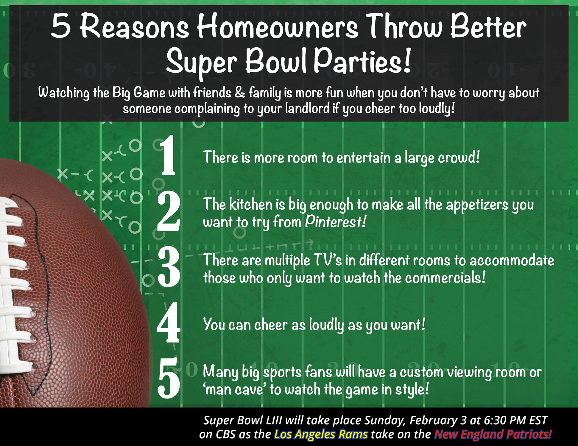 5 Reasons Homeowners Throw the Best Super Bowl Parties! [INFOGRAPHIC] | Simplifying The Market